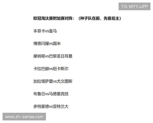 欧冠淘汰赛附加赛首回合赛程公布，四场焦点战2月18日凌晨打响